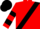 Red, Black sash, hooped sleeves, Black cap
