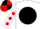 White, Black disc, White sleeves, Red spots, Black and Red quartered cap