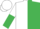 White and Emerald Green (halved), halved sleeves, White cap