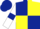 Dark Blue and Yellow (quartered), White sleeves, Dark Blue armlets