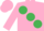 Pink, large Emerald Green spots