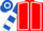 RED, WHITE seams, ROYAL BLUE and WHITE hooped sleeves and cap