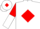 White, Red diamond, Red and White halved sleeves, White cap, Red diamond