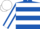 Royal Blue, White hoops, White sleeves, Royal Blue seams, White cap