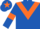 Royal blue, orange chevron, armlets and star on cap