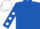 Royal Blue, White spots on sleeves, White cap
