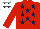 Red, dark blue stars, white cap, dark blue stars