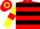 Red, Black hoops, Yellow sleeves, Red armlets, Red and Yellow hooped cap