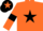 Orange, Black star and armlets, Black cap, Orange star