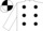 White, Black spots, quartered cap