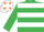 EMERALD GREEN & WHITE HOOPED, white cap, orange spots