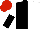 Black and White (halved), sleeves reversed, Red cap