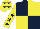 Dark Blue and Yellow (quartered), Yellow sleeves, Dark Blue stars and stars on cap