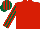Red, Dark Green and Red striped sleeves and cap