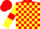 RED and YELLOW check, YELLOW sleeves, RED armlets