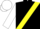 Black, yellow sash, white sleeves and cap