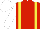 Red, Yellow braces, White sleeves and cap