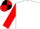WHITE, red sleeves, black & red quartered cap