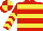 Red, Yellow hoops, chevrons on sleeves, quartered cap