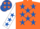 Orange, Royal Blue stars, White sleeves, Royal Blue stars