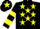 Black, Yellow stars, hooped sleeves and star on cap
