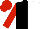 BLACK and WHITE (halved), RED sleeves and cap