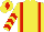 Yellow, Red braces, chevrons on sleeves, Yellow cap, Red diamond