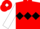 Red, Black triple diamond, White sleeves, Red cap, White diamond