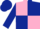 Pink and Dark Blue (quartered), Dark Blue sleeves and cap