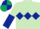Light Green, Dark Blue triple diamond, halved sleeves, Dark Blue and Dark Green quartered cap