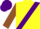 YELLOW, purple sash, brown sleeves, purple cap