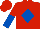 Red, Royal Blue diamond, halved sleeves, Red cap