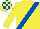 YELLOW, royal blue sash, check cap