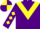 Purple, yellow chevron, diamonds on sleeves, quartered cap