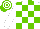 White and Light Green check, White sleeves, hooped cap