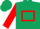 DARK GREEN, red hollow box, red sleeves, dark green cap