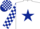 White, Dark Blue star, check sleeves and cap
