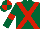 Dark Green, Red cross belts and armlets, quartered cap