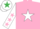 Pink, White star, White sleeves, Pink stars, White cap, Emerald Green star