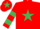 Red, Emerald Green star, hooped sleeves, Red cap, Emerald Green star