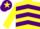 Yellow and Purple chevrons, Yellow sleeves, Purple cap, Yellow star