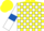 Yellow and White check, White sleeves, Royal Blue armlets