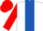 White, Royal Blue stripe, Red sleeves and cap