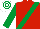 RED, emerald green sash & sleeves, white & emerald green hooped cap