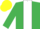 Emerald Green, White stripe, Yellow cap