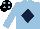 Light Blue, Dark Blue diamond, Black cap, Light Blue spots