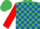 EMERALD GREEN & ROYAL BLUE CHECK, red sleeves, emerald green cap
