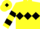Yellow, Black triple diamond, hooped sleeves, Yellow cap, Black diamond