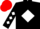 BLACK, white diamond & diamonds on sleeves, red cap
