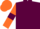 Maroon, Orange sleeves, Maroon armlets, Orange cap